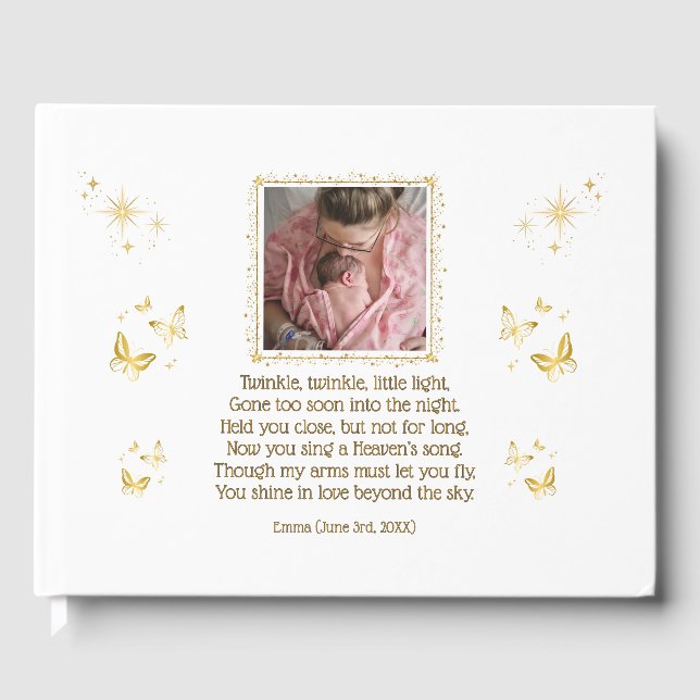 Visitas Baby Funeral Memorial Personalizado Livro de Convi (Frente)