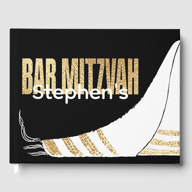 Visitas BAR BM Mitzvah Elegante Dourado Livro de Convidado (Frente)
