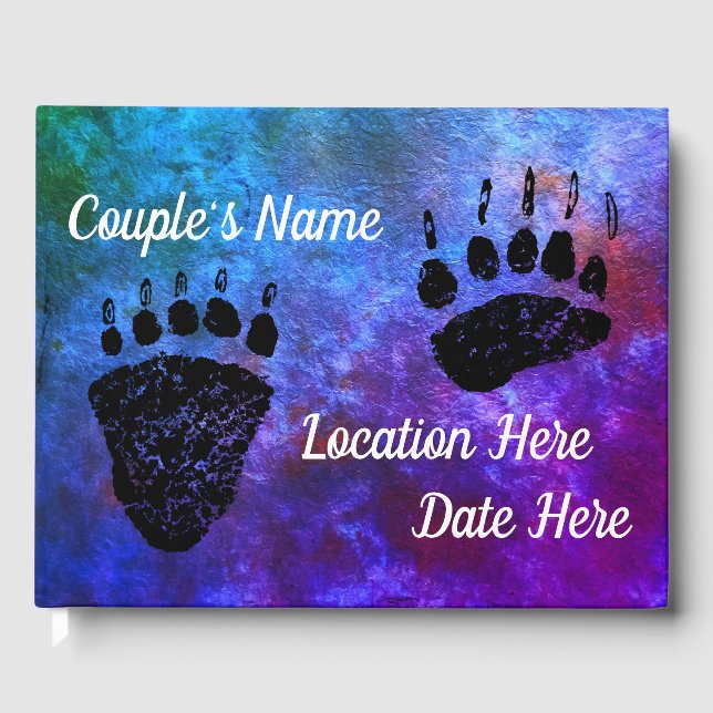 Visitas Bear Paws Blue - Livro de Convidados (Frente)