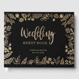 Visitas Belo livro de convidados sobre o casamento dourado