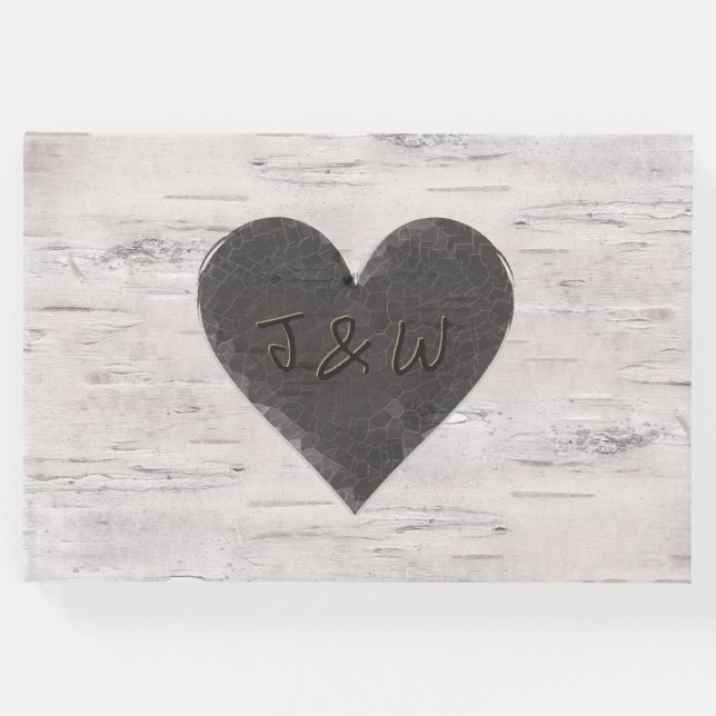 Visitas Birch Wood Olha O Livro De Convidados De Casamento (Frente)