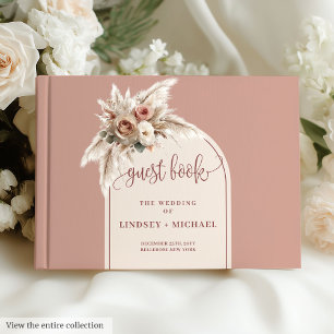 Visitas Bohemian Dusty Pampas Arch Rosa Livro de Casamento