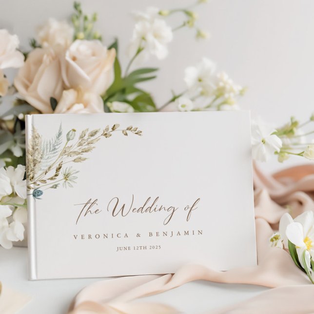 Visitas Bohemian Elegant Dried Meadow Grass — Livro de Con (Bohemian Elegant Dried Meadow Grass Guest Book)