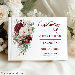 Visitas Boho marsala white gold rosa livro de hóspedes