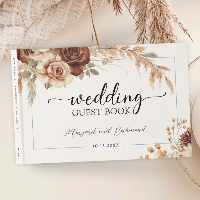 Visitas Boho Rusty Terracotta Livro de Convidados de Casam (Criador carregado)