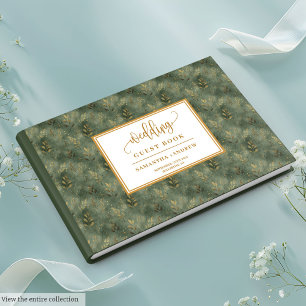 Visitas Boho sage green gold deixa o livro de convidados