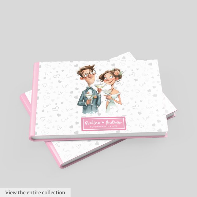 Visitas Casal de Aquarela Engraçado do Livro de Convidado  (Custom Wedding Guest Book Funny Watercolor Couple)