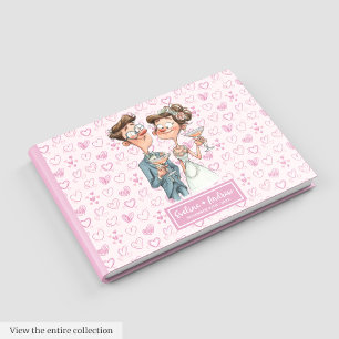 Visitas Casal de Cartoon Elegante Livro de Convidado