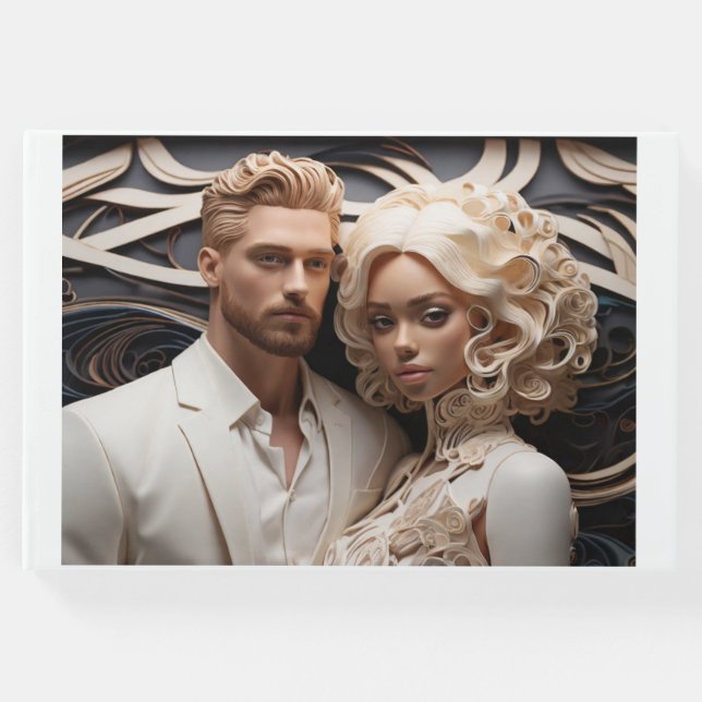 Visitas Casal de Casamento Vestido em Livro Branco (Frente)