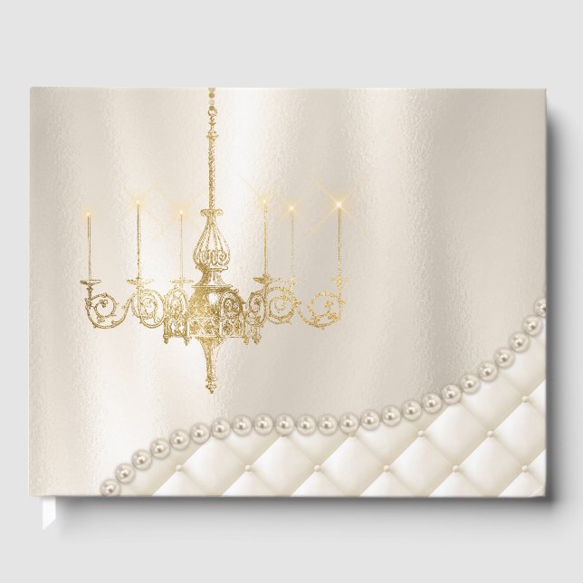 Visitas Casamento Chandelier Lighting Ivory Pearl Livro de (Frente)