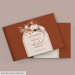 Visitas Chic queimou laranja pampas boho bridal livro de c
