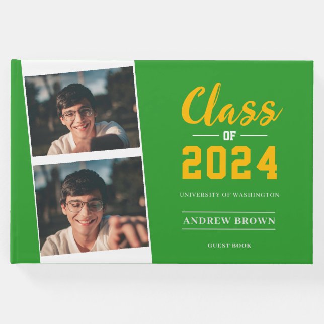 Visitas Classe de Foto de Pastel Green e Dourado Livro de  (Frente)