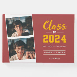 Visitas Classe de Foto de Pastel Red e Dourado Livro de Co