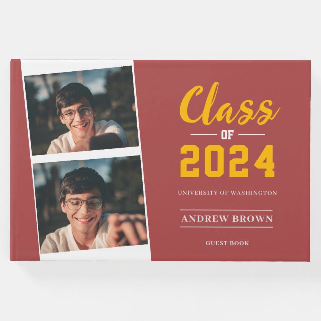 Visitas Classe de Foto de Pastel Red e Dourado Livro de Co (Frente)