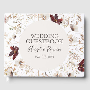 Visitas Cobre Burgundy Livro de Convidados de Casamento