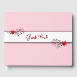 Visitas Corações Livro de Convidados rosa