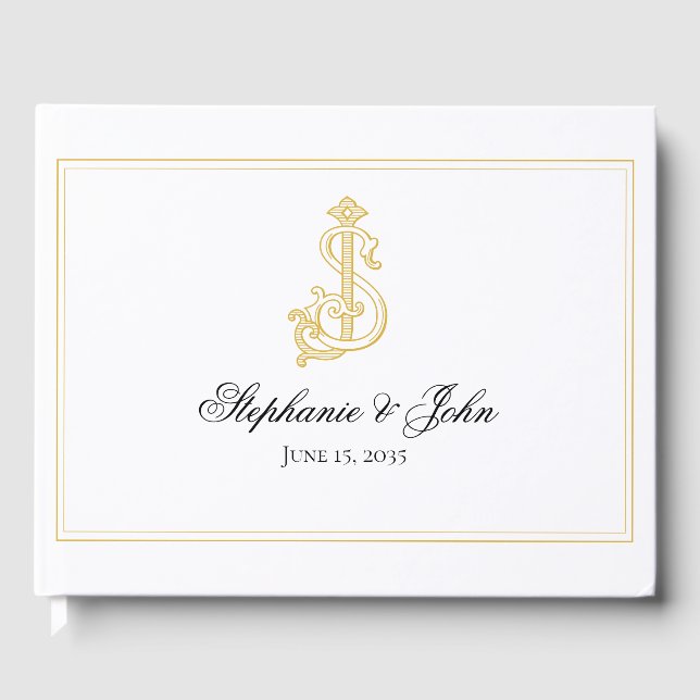 Visitas CORES EDITÁVEIS SJ Monograma JS Monograma Livro de (Frente)