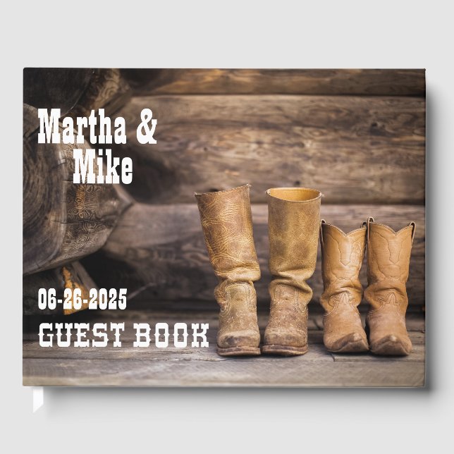 Visitas Country Western Cowboy Boots Livro de Convidados (Frente)