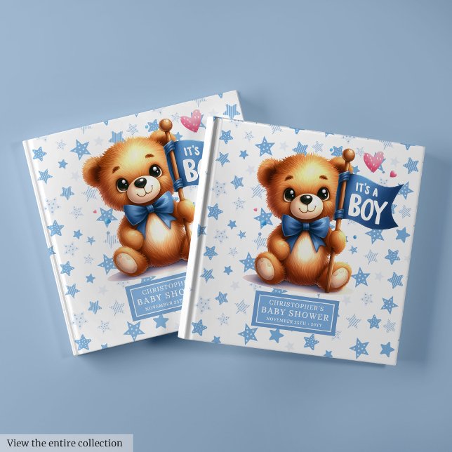 Visitas Diversão É um livro de hóspedes de ursinho de cria (Fun It’s a boy teddy bear guest book for baby boy)