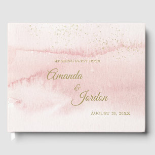 Visitas Dourado Cor de Água Rosa Tipo Casamento Livro Conv