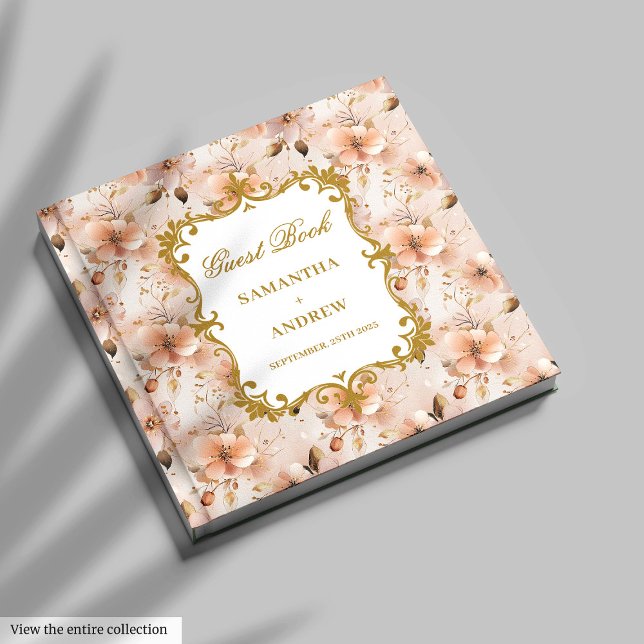 Visitas Dourado Livro de Convidados de Casamento Gelado pa (Gorgeous Blush Gold Wedding Guest Book for Guests)