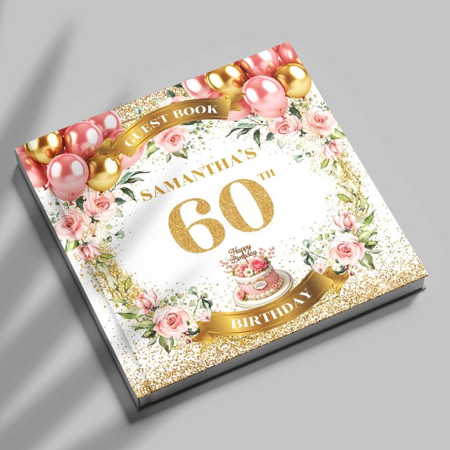 Visitas Dreamy Boho 60º Aniversário do Livro de Convidados (Dreamy Boho 60th Birthday Guest Book Bloom Design

)