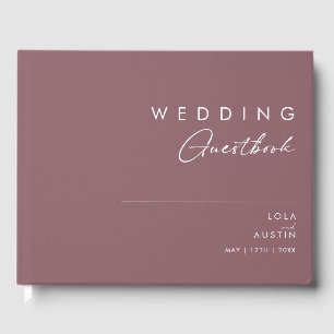 Visitas Dusty Boho Livro de Convidados de Casamento Roxo
