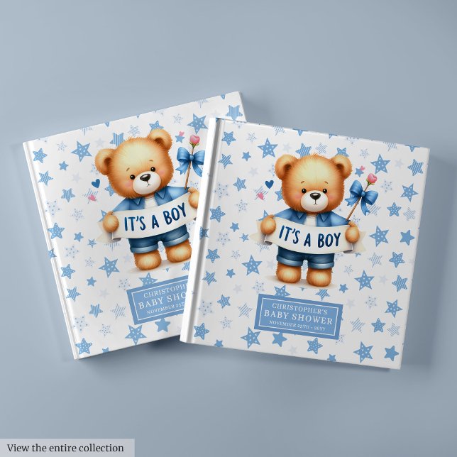 Visitas É um Livro de Chás de fraldas de Urso de Teddy (Sweet It’s a Boy Teddy Bear Baby Shower Guest Book)