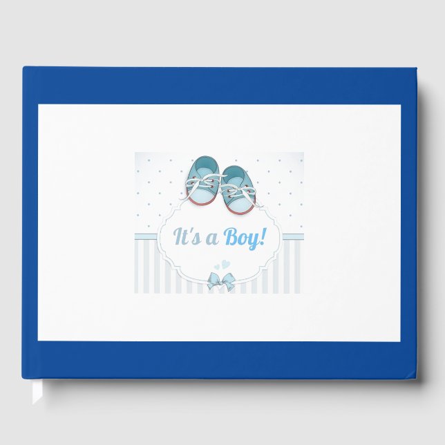 Visitas É um livro de hóspedes de chá de fraldas de menino (Frente)