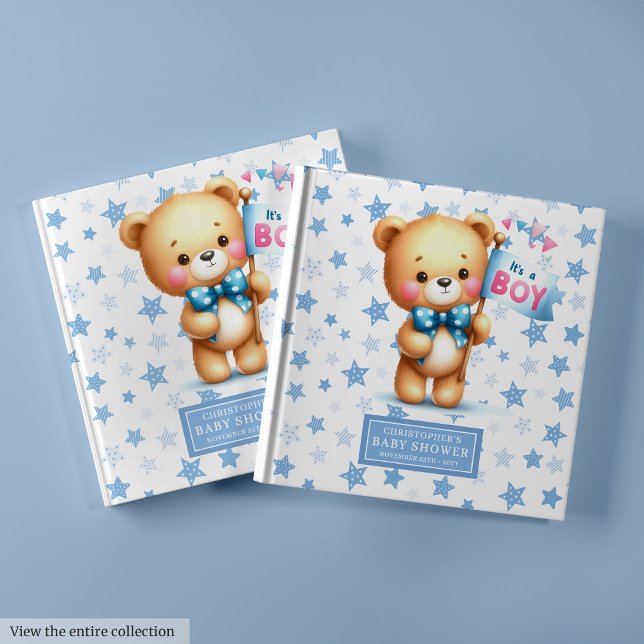 Visitas É um livro de hóspedes para ursinho de criança (Gentle It’s a boy teddy bear baby shower memory book)