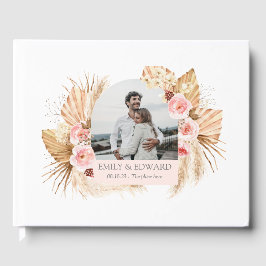 Visitas Elegante Boho Floral Pampas Grass Livro de fotos