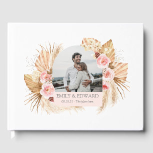 Visitas Elegante Boho Floral Pampas Grass Livro de fotos