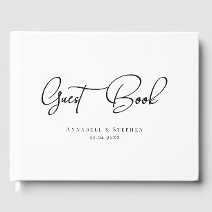 Visitas Elegante, Letra Script, Branco, Livro de Convidado