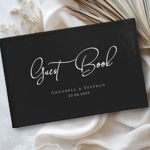 Visitas Elegante, Letra Script, Preto, Livro de Convidado