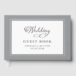 Visitas Elegante Script Livro de Visita de Casamento Cinza