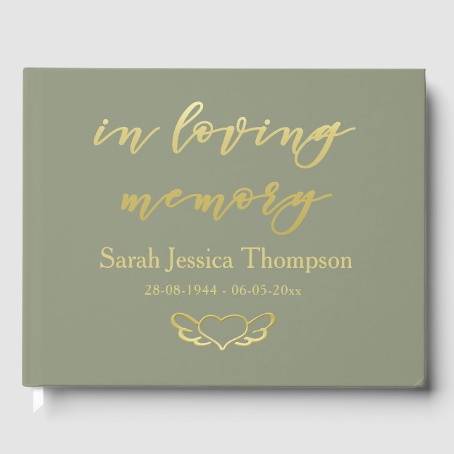 Visitas Em memória de amor | Sage e Dourado Livro de Condo (Frente)