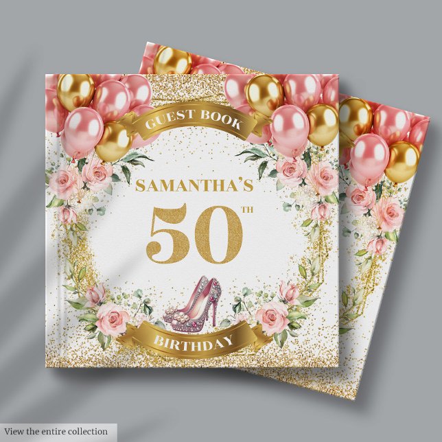 Visitas Fabuloso e Dourado Livro de Convidados de 50º Aniv (Fabulous Gold Glitter 50th Birthday Guest Book)
