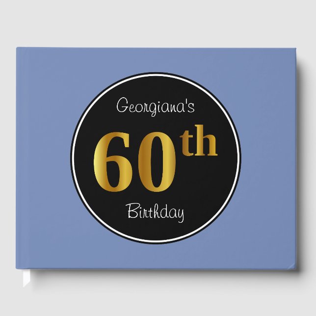 Visitas Faux Dourado 60º Livro de Convidados de Aniversári (Frente)
