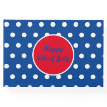 Feliz 4 de julho Livro de Convidados (Azul, Branco