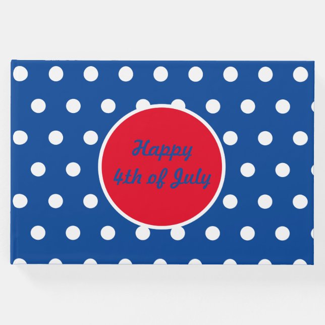 Visitas Feliz 4 de julho Livro de Convidados (Azul, Branco (Frente)
