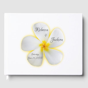Visitas Flor de Plumeria Branca, Casamento, Livro de Convi