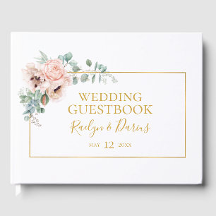 Visitas Floral de Blush Elegante Livro de Convidados de