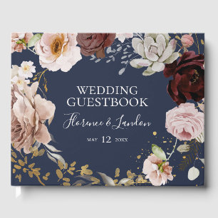 Visitas Floral de Blush Moderno Livro de Convidados de C