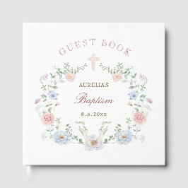 Visitas Floral Frame Baptism — Livro de Convidados