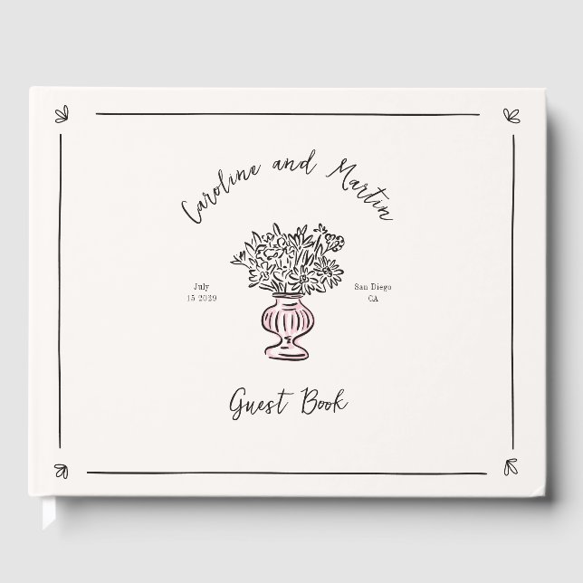 Visitas Flores brancas, livro de convidados de casamento d (Frente)