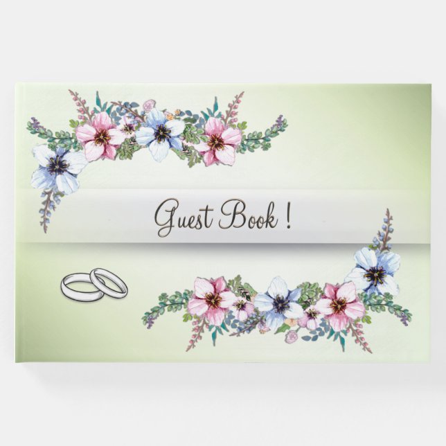 Visitas Flores de Aquarela Brilham Livro de Convidados (Frente)