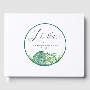 Visitas Folhas Tropicais de Palma do Livro de Casamento