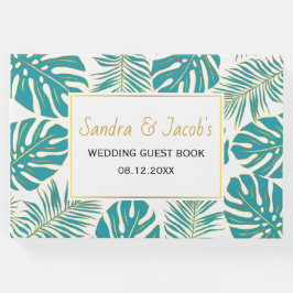 Visitas Folhas tropicais modernas e douradas livro de conv