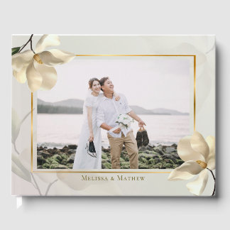 Visitas Foto Oriental White Magnolia Livro de Convidados