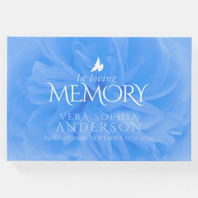 Visitas Funeral no livro de hóspedes azul rosa (Frente)